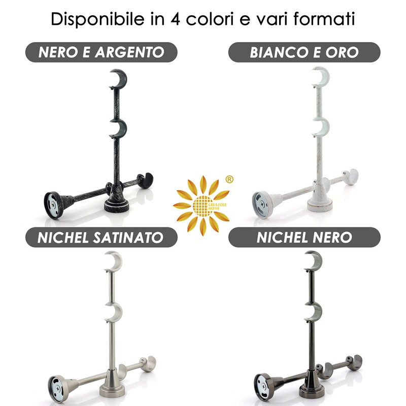GIRASOLE HOME® 2 x Double Sided Open Curtain Pole Brackets