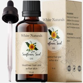 White Naturals- Aceite de semilla de girasol, orgánico y puro, prensado en frío, hidratante y nutritivo para pieles secas, cabello y cuerpo.