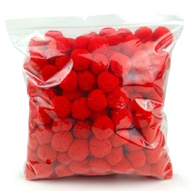 FKEYTO 200 Pieces Pom Poms, 1 Inch Craft Pom Poms, Fuzzy Pompom Puff Balls for DIY Arts, Crafts Projects, Home Decorations (Red)