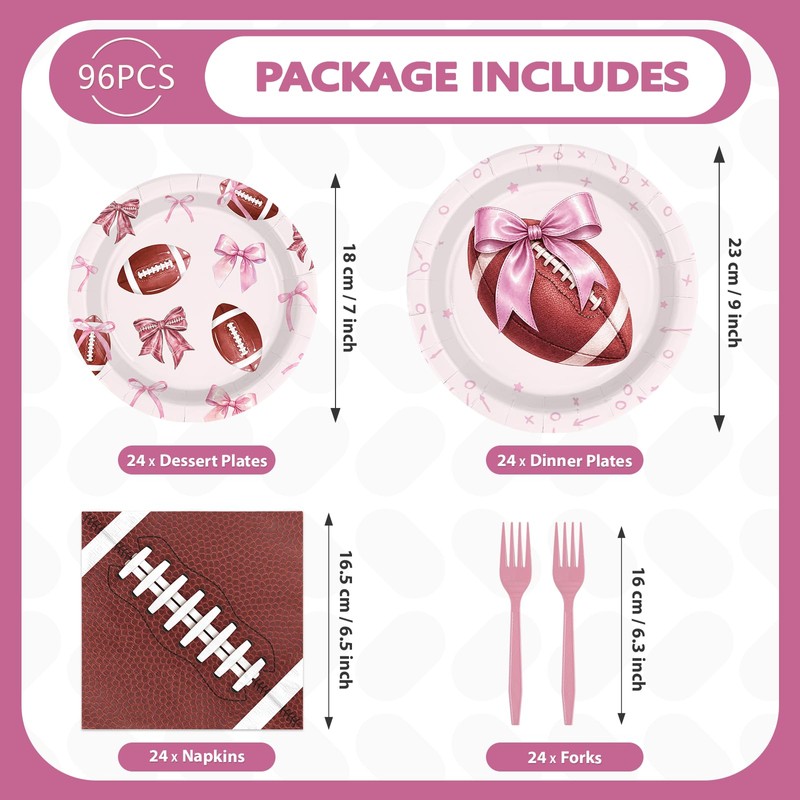96Pcs Football Party Decorations for Girls, Serves 24