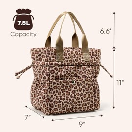 Yarnic Lunch Bag Women Insulated Lunch Bags,Cute Cheetah Reusable Lunch Box Stain-Resistant Lunchbox with Water Bottle Holder for Adult (Leopard)