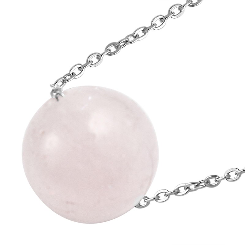 TJC Pink Morganite Bead Necklace for Women with Spring Ring
