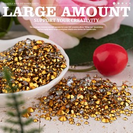 5000PCS Resin Rhinestones with Tweezers for Crafting, 2/3/4/5/6mm Flatback Jelly Rhinestones, 3 Box Mineral Gold Non Hotfix Crystal Gems for DIY Crafts Mugs Tumblers Clothes Makeup Nail