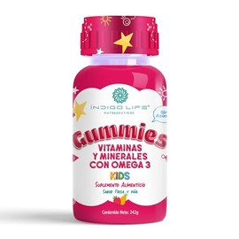 Indigo Life Gomitas Kids Vitaminas y Minerales con Omega 3 Sabor Fresa y Piña 242 gr