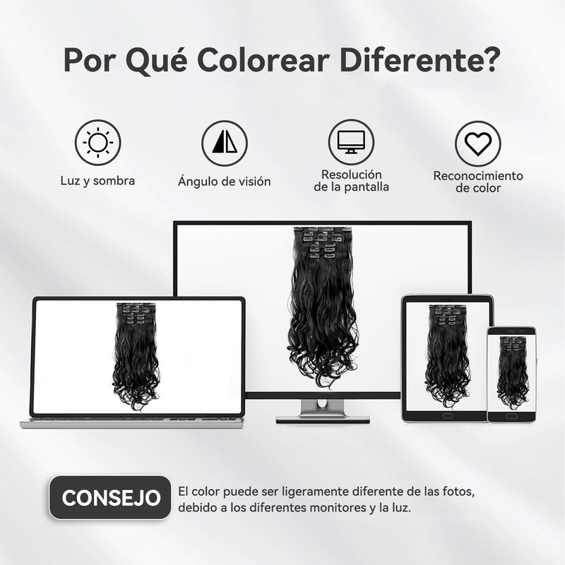Extensiones de Cabello Natural Ondulado, 6 piezas, Extensiones de Cabello