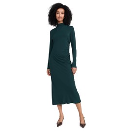 Vince Women's Turtleneck Ruched Dress, Juniper, Green, S