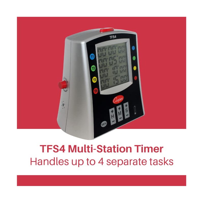 Cooper-Atkins TFS4 Large Multi-Station Digital Timer for Food Safety in