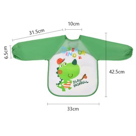 Vicloon Baby Bibs with Long Sleeves, Pack of 4 Waterproof Baby Bibs, Sleeve Bibs, Washable, Unisex for Painting, Play, Food, Art, Craft, Painting, 4 Patterns, Suitable for 6-36 Months Children
