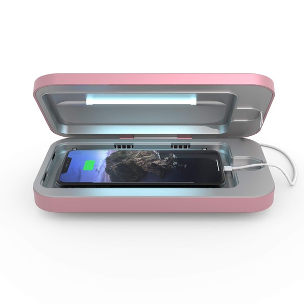 PhoneSoap 3 UV Cell Phone Sanitizer & Dual Universal Cell Phone Charger Box | Patented & Clinically Proven 360-Degree UV-C Light Sanitizer | Disinfects and Charges All Phones (Orchid)
