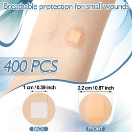 Sosation Sosation 400 Pcs Adhesive Spot Bandage Flex Fabric Adhesive Bandages 0.87 Inch Diameter Round Swathe with Non Stick Pad