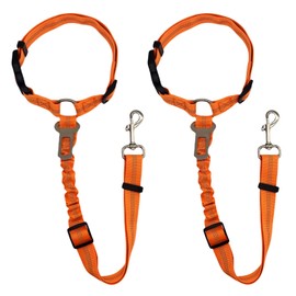 Castaic 2-in-1 Dog Seat Belt and Leash, 2 Pack Pet Safe Guard Car Seat Belt, Adjustable Seatbelt Headrest with Nylon Fabric Reflective Stripe (Florescent Orange)