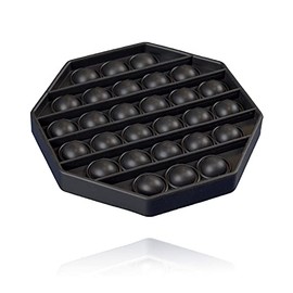 Silicone Push Pop Bubble Fidget Sensory Toy - Stress & Anxiety Push Pop Fidget Toy for Kids & Adults - Top Autism Special Needs Stress Reliever (Octagon, Black)
