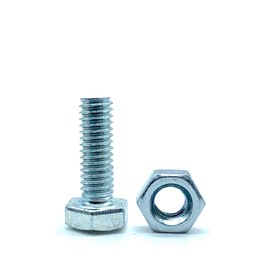 DOJA Barcelona Screws with nuts, 50 hexagon screws with 50 nuts, M5 x 20 mm, made of galvanised steel, screws and nuts, threaded screws and nuts, bolts with nut, hex heads