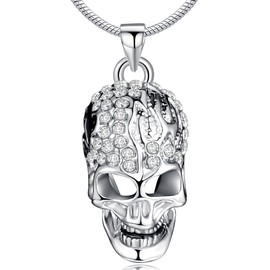 Unendlich U Infinite U Skull Austrian Crystal Silver Plated Pendant/Necklace for Woman/Man/Teenager/Unisex
