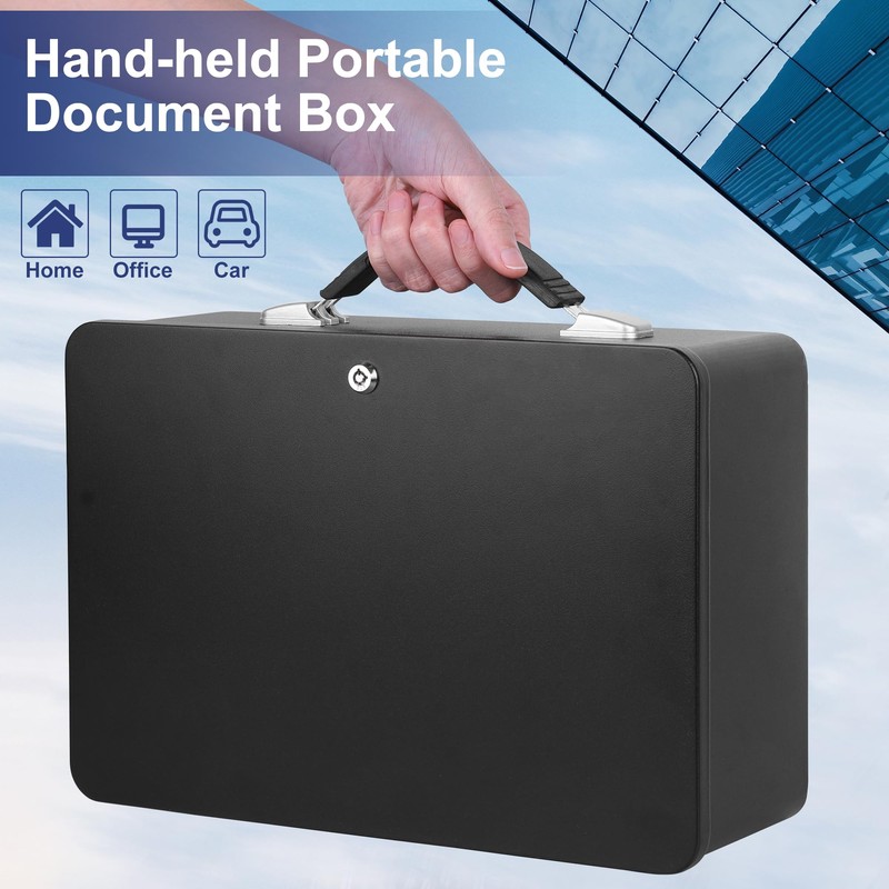 IUZIT Fireproof Document Box with Key Lock, Fire Resistant Safe