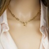 Turandoss Gold Paperclip Chain Necklace, 14K Gold Plated Toggle Clasp