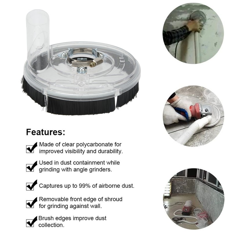 Dust Shroud Angle Grinder Dust Collector Transparent Cover Protector for