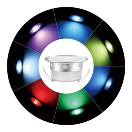 YZGWZLD 6 Pack RGB LED Deck Lights, IP67 Waterproof Low Voltage 12V Recessed Step Lights Φ39.5mm, Outdoor Embedded Lighting for Deck/Terrace/Kitchen/Bathroom, Garden Stair Lighting Kit