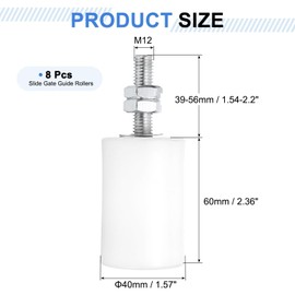 uxcell 8Pcs Slide Gate Guide Roller,1-5/8" Dia x 2-3/8" Length Nylon Rollers Gate Support Assembly, Universal Sealed Ball Bearing Rolling Gate Guider for Sliding Door, White