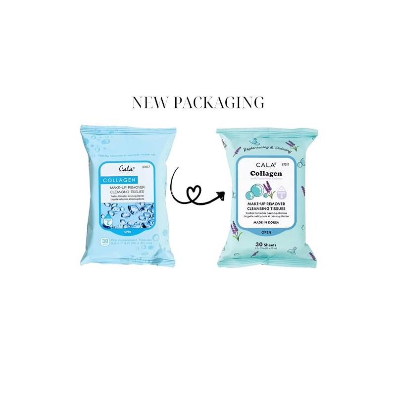 CALA Makeup Remover Cleansing Tissues: Collagen with lavender (30 Sheets)