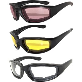 OWL 3 Pack Motorcycle Glasses Foam Padded Plastic Frame Riding Goggles UV400 Polycarbonate Lens Motorcycle Riding Sunglasses