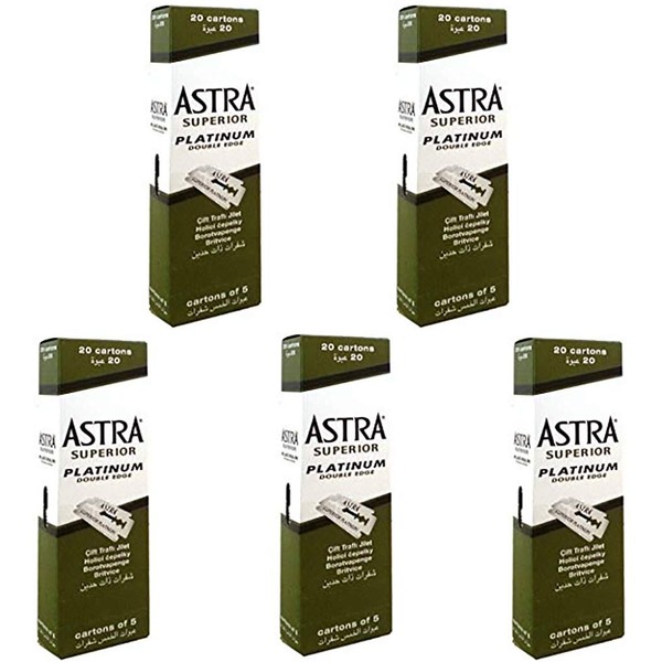 500 Astra Superior Premium Platinum Double Edge Safety Razor Blades 5 Pack 20 Count