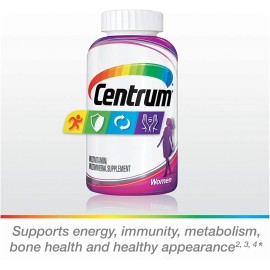 Centrum Tableta Multivitamínica para Mujeres, Suplemento Multivitamínico/Multimineral con Hierro, Vitamina D3, Vitaminas B y Vitaminas Antioxidantes C y E, Sin Gluten, Ingredientes No OGM - 200 Unidad