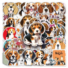 Beagles Stickers Cute Animal Stickers Bookish Stickers, 50pcs Vivid Laptop Decals Waterproof Vinyl Water Bottle Stickers for Boys Girls Teens Adults