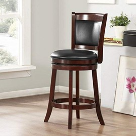 Homelegance Shapel Swivel Counter Height Barstool, 25"SH, Cherry (Solid Back)