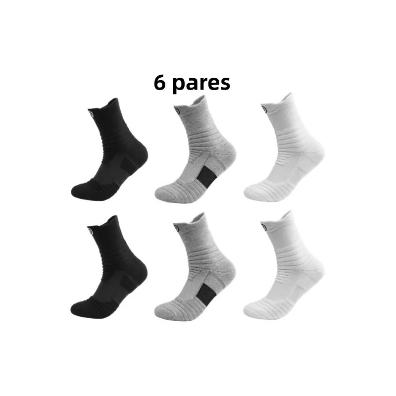 Mar de Estrellas 6 Pares Engrosado Calceta Deportiva Hombre 100%