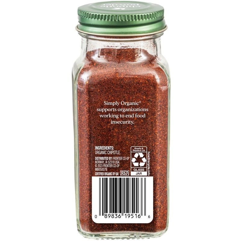 Simply Organic Chipotle Powder, 2.65 Ounce, Dried Smoked Jalapeno Peppers,