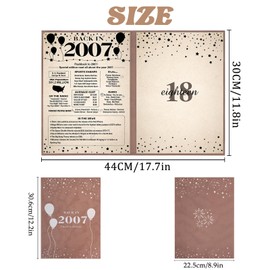 Crenics 18th Birthday Decorations for Boys or Girls 2007, Vintage Back in 2007 Birthday Poster, 18th Birthday Guest Signature Book, Great 18 Birthday Gifts