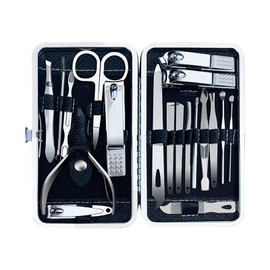Professional Manicure Pedicure Set Nail Clippers Kit 19 in 1 Stainless Steel Pedicure Tools Kit Grooming Kit,portable Travel Nail Care Tools for Women Girl Men