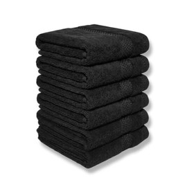 Toallas faciales | 100% Algodón | Skincare, Gym, Rostro | 6 Pack (Negro)