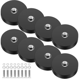 Wukong Rubberised Magnets, Diameter 22 mm, Pack of 8, M4 Flat Thread, Extra Strong Neodymium Magnets, Non-Slip Size Magnets for Vehicles, Lamps, Attaching Tools