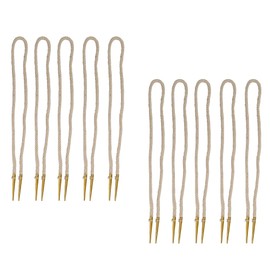 Solid Brass Aiglets With Cotton Strings, Medieval Style Aiglets for Clothing DIY Accessories, Coats, Costumes (Ecru - Set of 2, 45 cm)