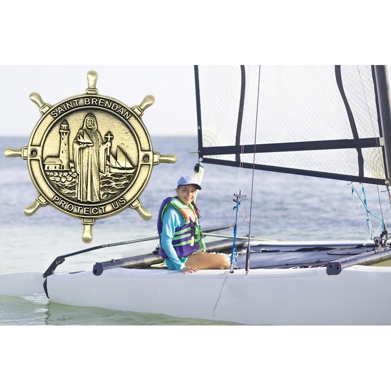 F. A. Dumont Solid Pewter St. Brendan Boat Plaque with