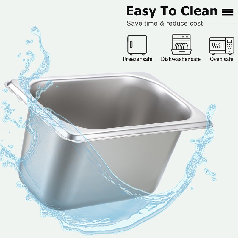 BSTKEY 6 Pack 1/9 Size 4 Inch Deep Hotel Pans,