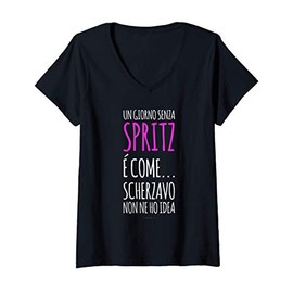 Donna Magliette Donna Divertenti Senza Maniche Giorno Senza Spritz Maglietta con Collo a V