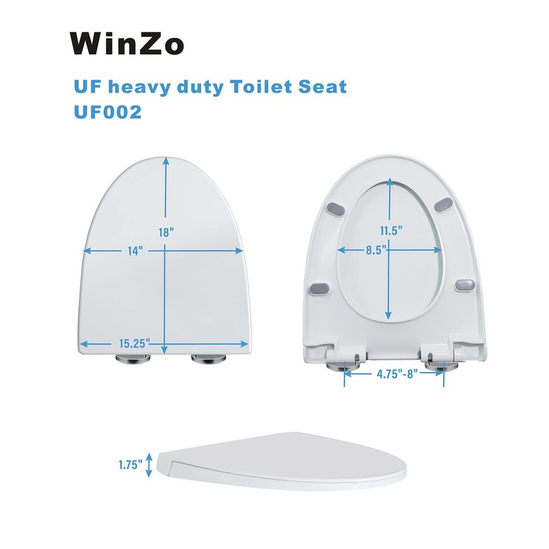 WinZo UF002 Slow Close Elongated Toilet Seat with Non-slip Seat