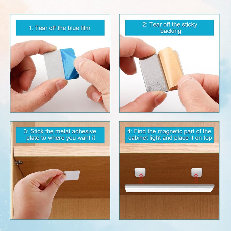 6pcs Under Cabinet Lights Magnetic Sticky, Metal Replacement Magnetic Strips