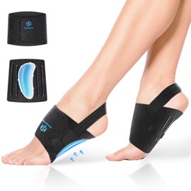 Healrecux Arch Support Braces for Plantar Fasciitis Relief, Adjustable Compression Bands with Gel Pad Orthotics Inserts for Feet Flat, High & Fallen Arches, Foot Support(Anti-Slip Strips)