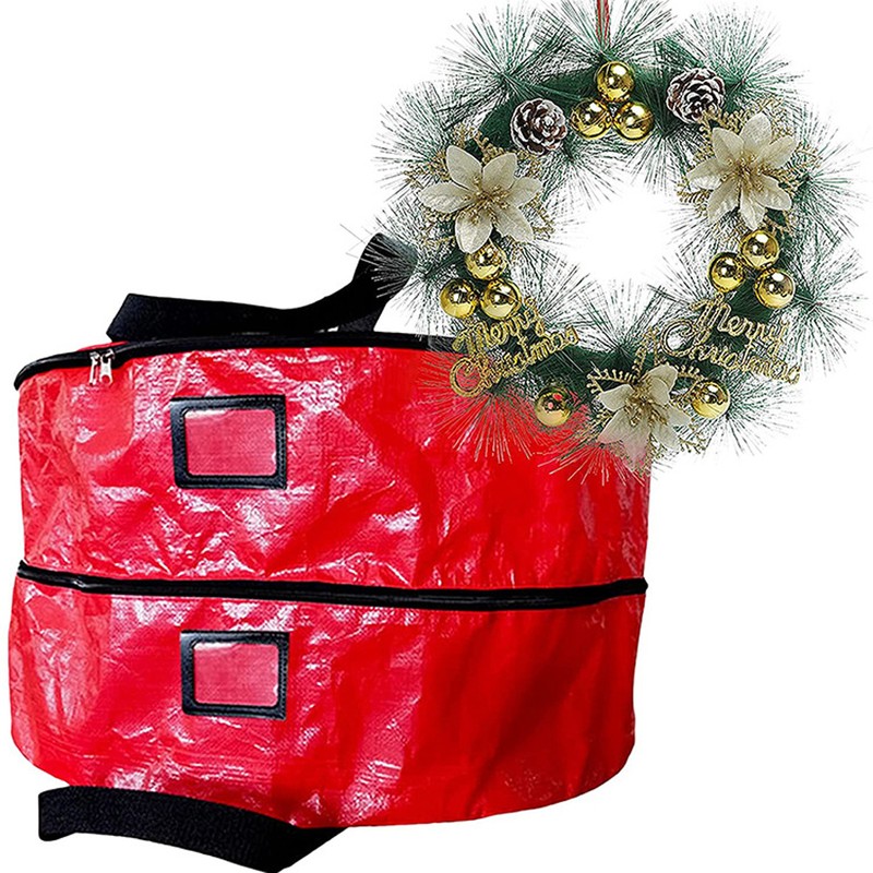 Double Layer Christmas Wreath Storage Bag Large Capacity Wreath Storage