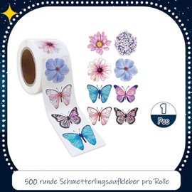 Pack of 500 Animal Reward Stickers, Round Cute Butterfly Stickers (Colour B)