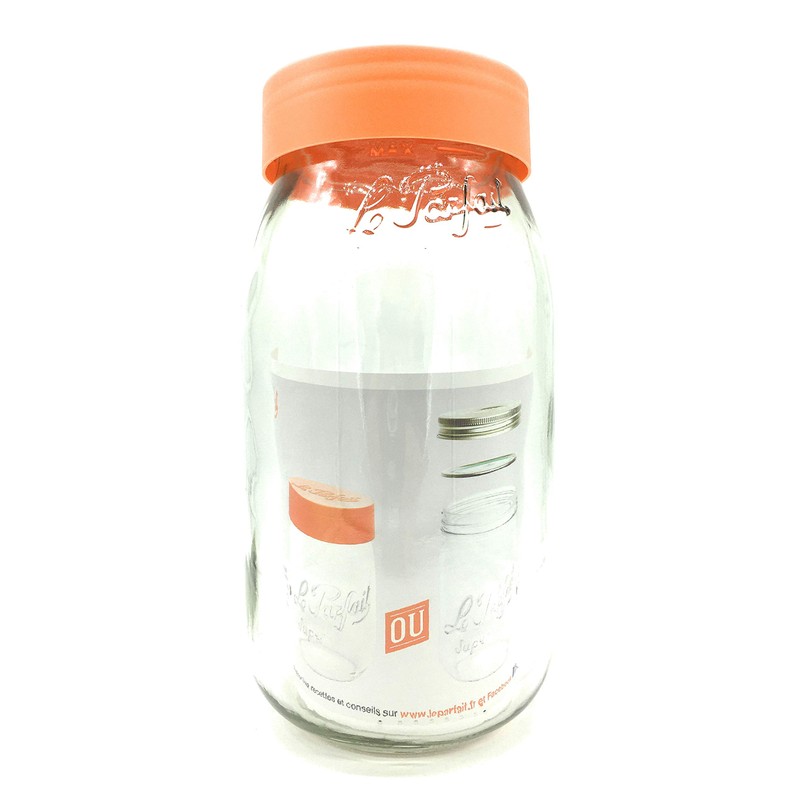 Le Parfait Orange Top Jar, 2.0Litre, Clear by Le Parfait