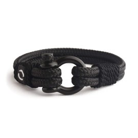 Mens Rope Bracelet - Stainless Steel Black Shackle, Extremely Durable and Scratch Resistant Waterproof Paracord, Handmade, Nautical Wristband for Men B-3-7.75
