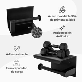 IMOOD Portarrollos Papel de Baño, Acero Inoxidable Sus 304 Portarrollos con Estante para Teléfono Móvil, Porta Rollos Papel de Baño, Instalación sin Taladro