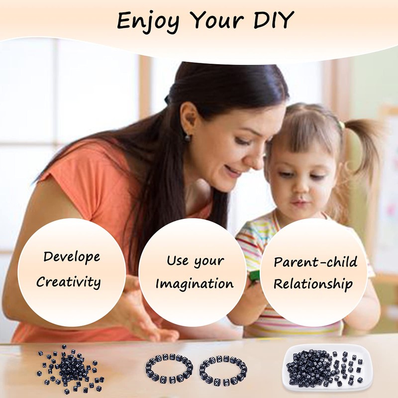 About 338pcs Acrylic Beads Square A-Z Letter Beads Cube Initial