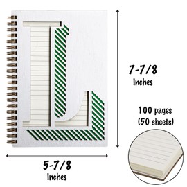 COLLECTIVE HOME - Monogram Notebook, Wood Cover College Ruled Notebook, Daily Planner, 100 Lined Pages Perfect for Writing, Travel Diary and Notebook for Men and Women (L)