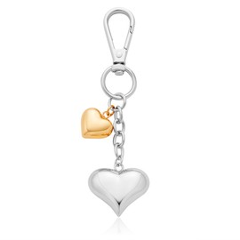 CUFELMU Heart Keychain for Women, Gold and Silver Bag Charm, Fashion Purse Accessory